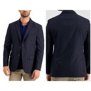 Tommy Hilfiger Modern-Fit Blue Check Plaid Wool Blazer Sport Coat Jacket 38R